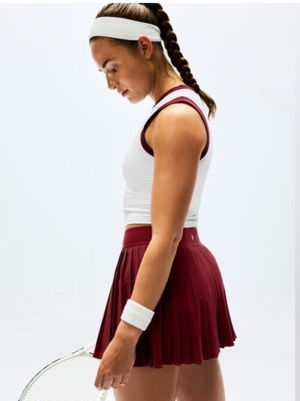 Athleta Match Point High Rise Pleated Redwood Lasercut 13 1/2" Skort L NWT